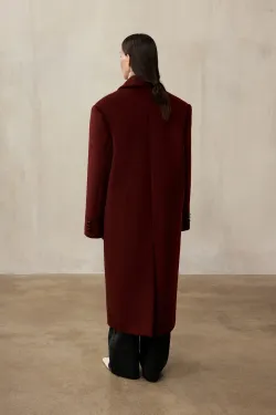 Пальто двубортное (((Power + dressing))), бордовое