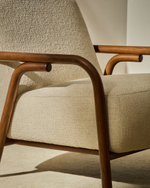 Кресло Sylo из бежевого шенилла и ясеня с отделкой цвета орех