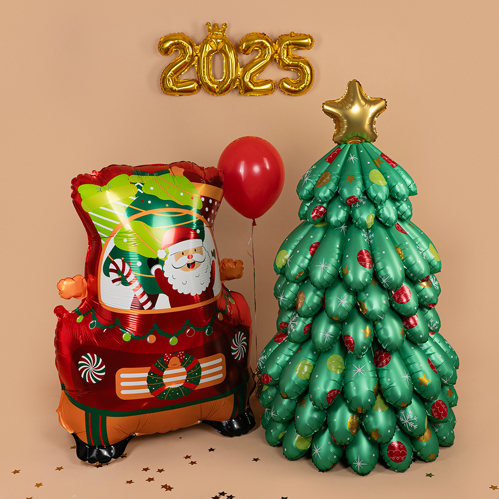 Шар 3D (51''/130 см) Фигура, Новогодняя елка, Кремовый, Сатин, 1 шт. в уп.