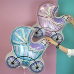 Шар (29''/74 см) Фигура, Коляска для мальчика, Голубой, 1 шт. в упак.