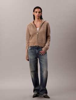 Кардиган Calvin Klein Sweater Rib Zip Hoodie Amphora Melange