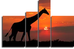 Модульная картина "Жираф на закате солнца"