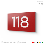 Номер на дверь 118, табличка на дверь для офиса, квартиры, кабинета, аудитории, склада, красная 120х70 мм, Айдентика Технолоджи