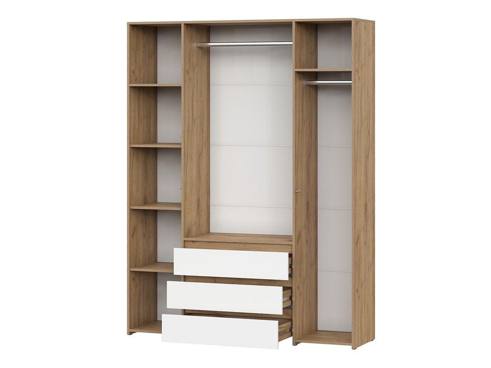 Некст 1 шкаф комбинированный четырехстворчатый / Дуб золотой/Белый