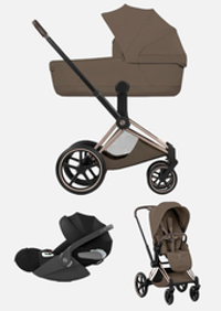 Cybex Priam 5 Style, в цвете Coconut Brown (шасси Matt Black) + автокресло Cybex Cloud T Plus