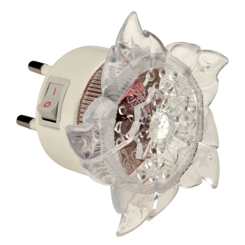 DTL-308-Цветок-RGB-4LED-0.5W Светильник-ночник. Выключатель на корпусе. Блистер