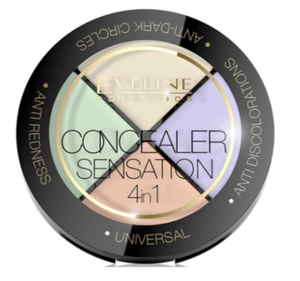 Eveline ПРОФЕССИОНАЛЬНЫЙ НАБОР КОРРЕКТОРОВ ДЛЯ МАКИЯЖА ЛИЦА серии CONCEALER SENSATION 4in1, 4,4 гр