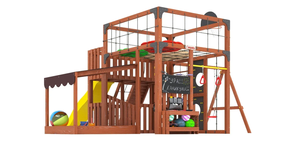 Детская площадка Савушка КУБ-5 (Махагон) с подушками