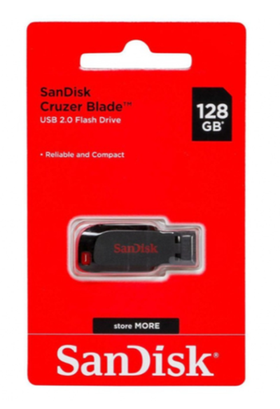Флешка SanDisk Cruzer Blade 128GB черно-красная USB 2.0