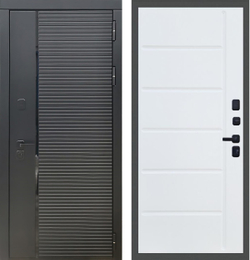 Входная металлическая дверь Рекс 30 Кварц черный / ФЛ-102 Силк сноу (белый матовый, без текстуры)