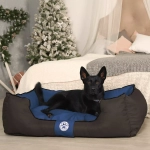 лежак для собак крупных пород синий с бортиками
