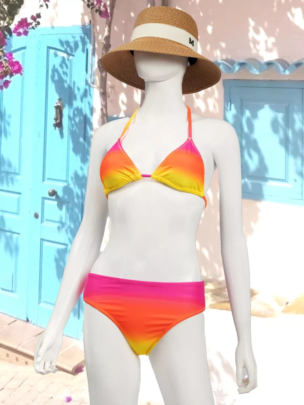 купальник раздельный 3 в 1 на завязках с туникой удлиненной