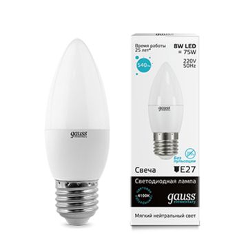 Лампа Gauss LED Elementary Candle 8W E27 4100K 33228