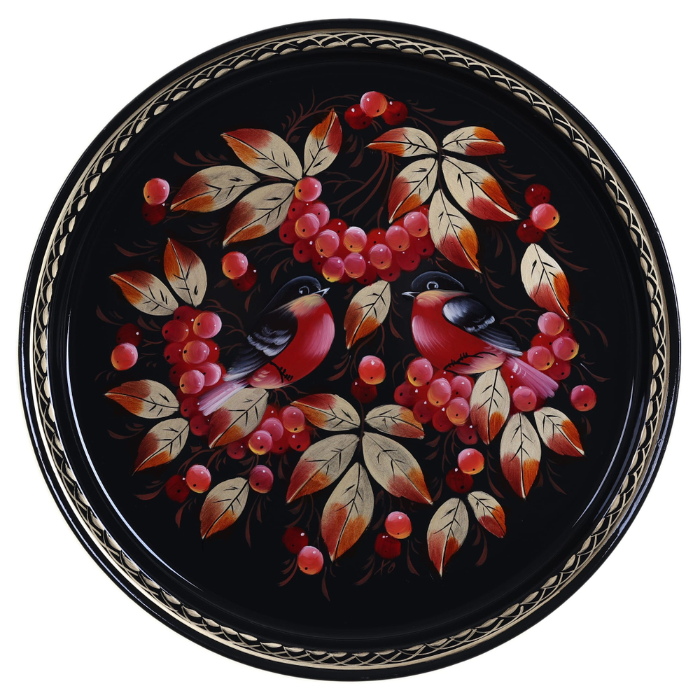 Жостовский поднос декоративный, размер 30 см (A9), металлический