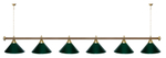 Лампа STARTBILLIARDS 6 пл. (плафоны зеленые,штанга зеленая,фурнитура золото)