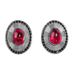 Серьги с рубеллитами и черными сапфирами, E0084-5/7