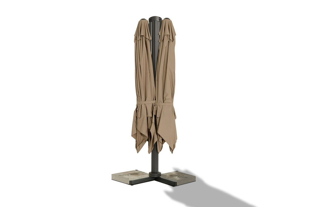 "Фабриано" зонт двухкупольный 3x3м на алюминиевой опоре, тент темно-серый