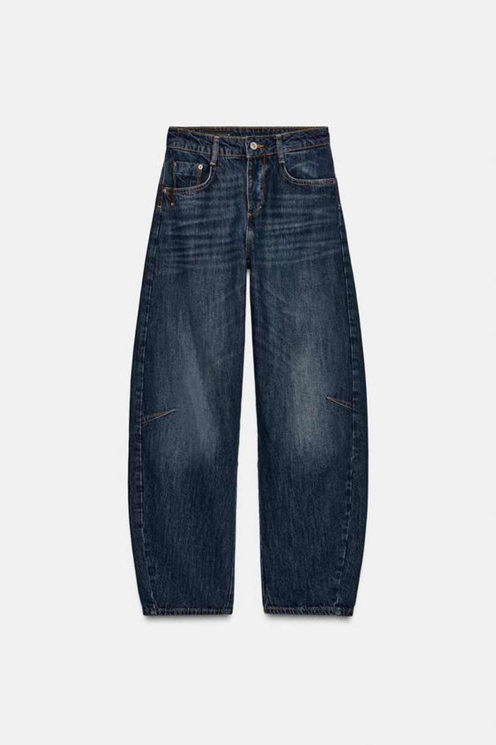 ZARA ДЖИНСЫ Z1975 BALLOON FIT СО СРЕДНЕЙ ПОСАДКОЙ, СИНИЙ