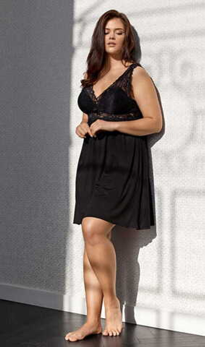 Соблазнительная сорочка Bona с кружевным лифом (Размер: 4X) (Цвет: черный)