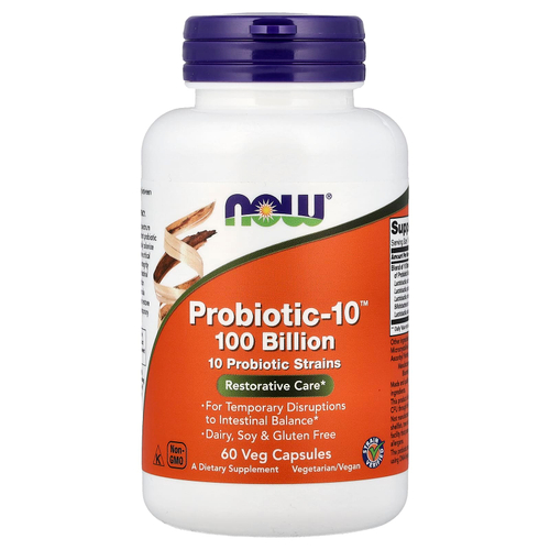 NOW Foods, Probiotic-10™, 100 млрд, 60 растительных капсул