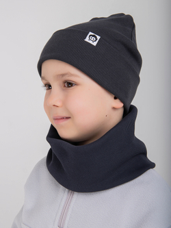 Комплект трикотажный шапка и снуд "Дымчатый"