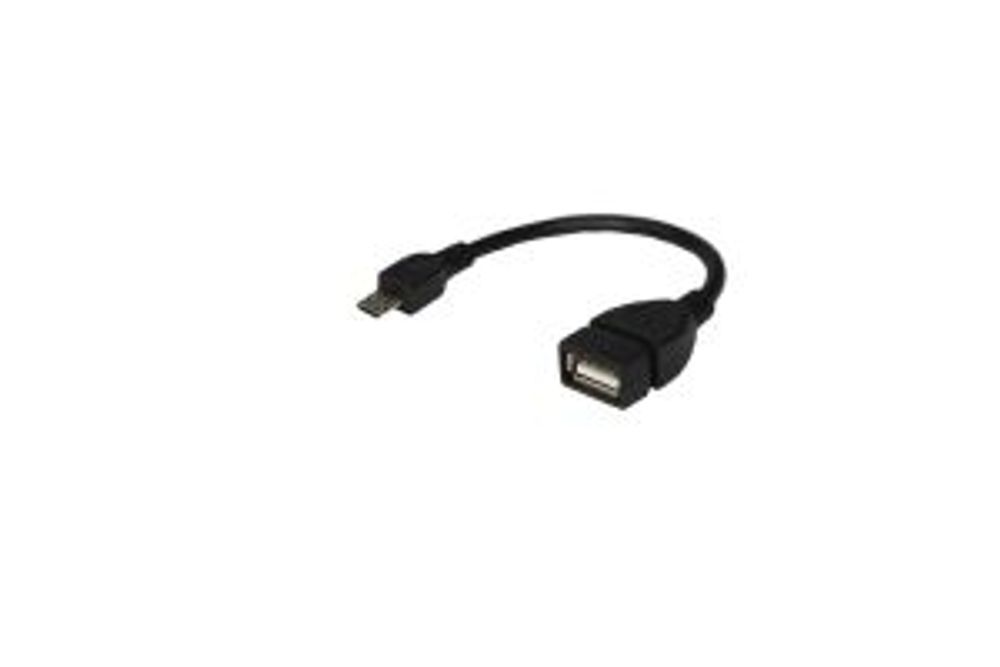 Кабель USB OTG, шт. micro USB – гн. USB-A, 2,4A, 0,15м, ПВХ, черный REXANT
