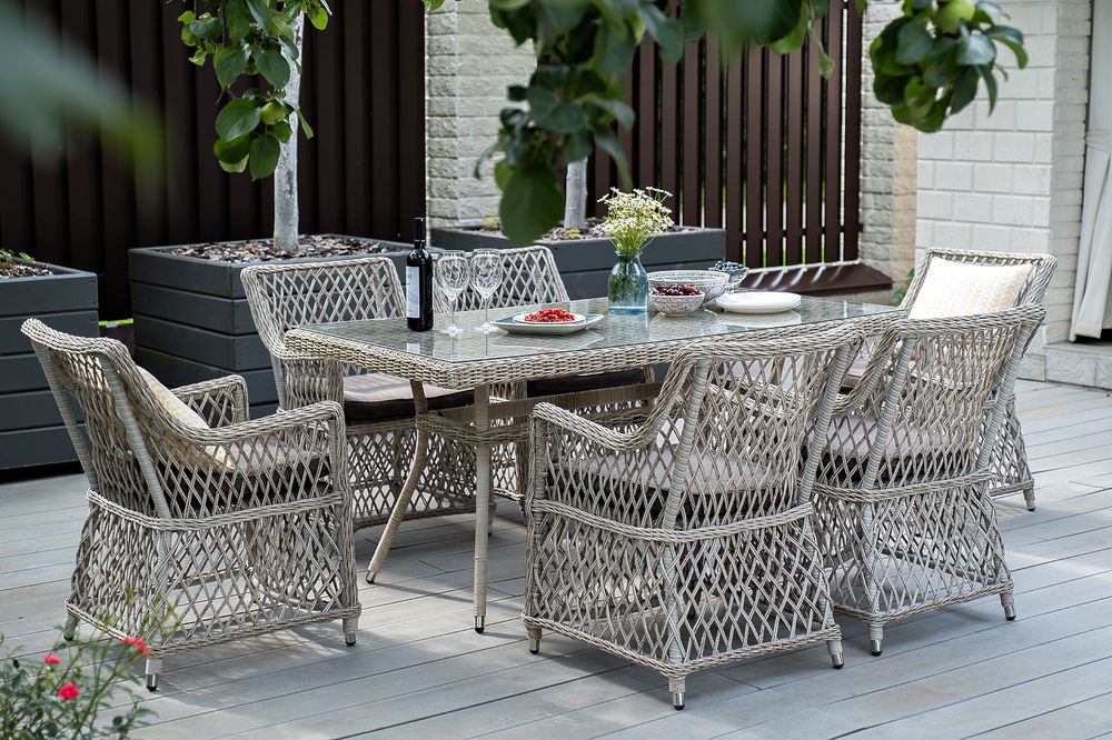 "Латте" плетеный стол из искусственного ротанга 160х90см, цвет бежевый