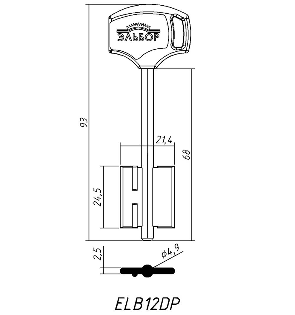 Заготовка сувальдного ключа 14171 ELB12DP (желтый)