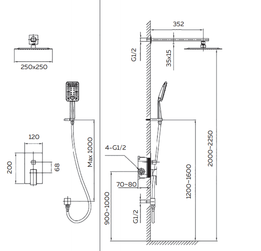 Душевая система AltroBagno Lamberto 040105 MB