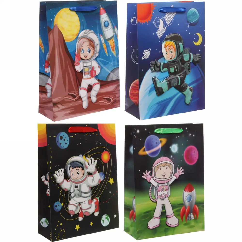 Пакет подарочный «Космонавт»42х30х12 см, микс