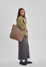 сумка шоппер капучино на молнии замша