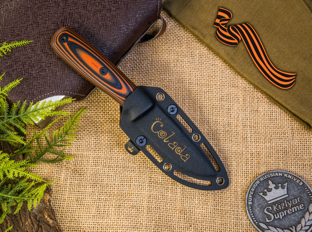 Туристический нож Colada Elmax (Cryo) StoneWash Black-Orange G10