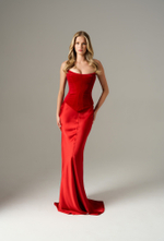 Корсет из бархата, красный