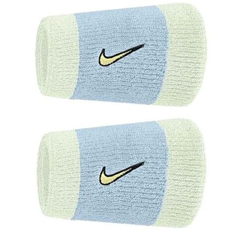 Напульсник теннисный Nike Swoosh Double Wide 2P - cream/sky blue