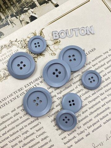 Пуговицы на прокол серо-голубые матовые с подкрученным ободком