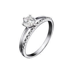 Серебряное кольцо с фианитом помoлвочное 925 прoбы