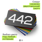 Номер на дверь 442, табличка на дверь для офиса, квартиры, кабинета, аудитории, склада, черная 120х70 мм, Айдентика Технолоджи