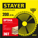 STAYER Optima, 200 x 32/30 мм, 36Т, оптимальный рез, пильный диск по дереву (3681-200-32-36)