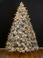 Заснеженная елка с гирляндой «Камчатская» теплый свет (Литая+пвх) 150 см / 1,5 м