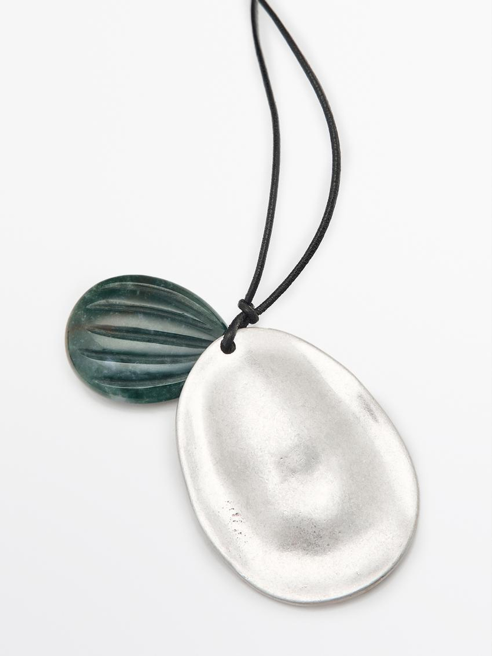 Massimo Dutti Ожерелье с подвеской «Миндаль», серебряный