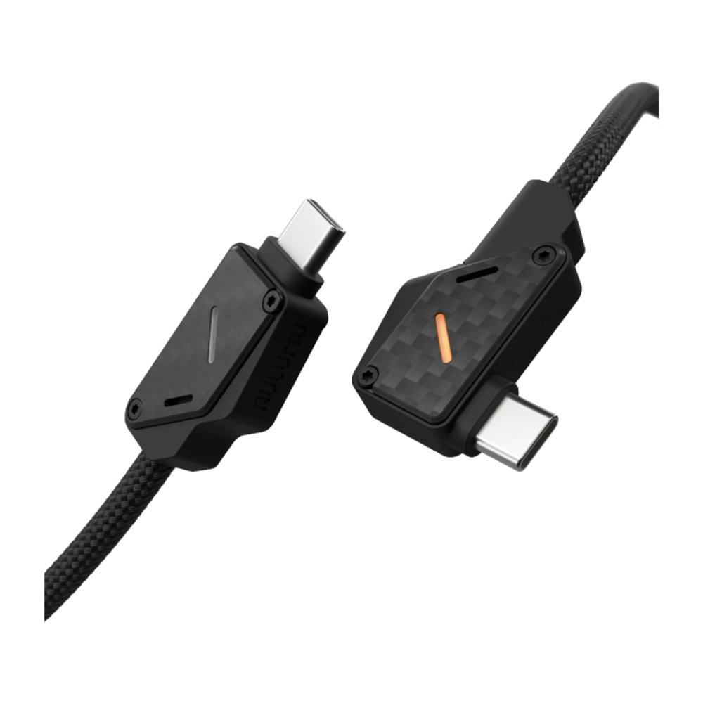 Кабель с оплёткой Aulumu M07 Carbon Fiber USB-C (USB 3.2 Gen 2) (1,2 м) L-образный кабель с нейлоновой оплёткой. Поддерживаемая мощность — до 240 Вт, сила тока — 5 А, скорость передачи данных — до 10 Гбит/с. Разрешение — до 4K 60 Гц. Есть LED-индикация