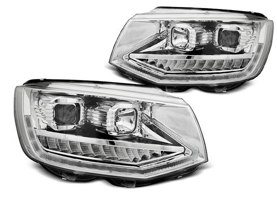 Передние фары Tube Light для Volkswagen T6 (15-19) динамические хромированные