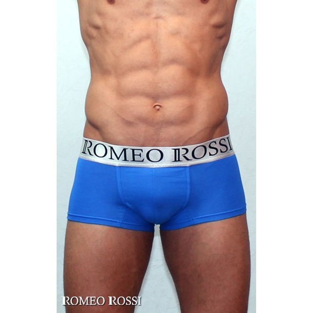 Мужские трусы боксеры синие Romeo Rossi Steel  Blue Boxer RR00014