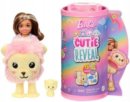 Кукла Barbie Cutie Reveal - Кукла Chelsea Lion + домашнее животное/ Барби в костюме льва с 6 сюрпризами HKR21