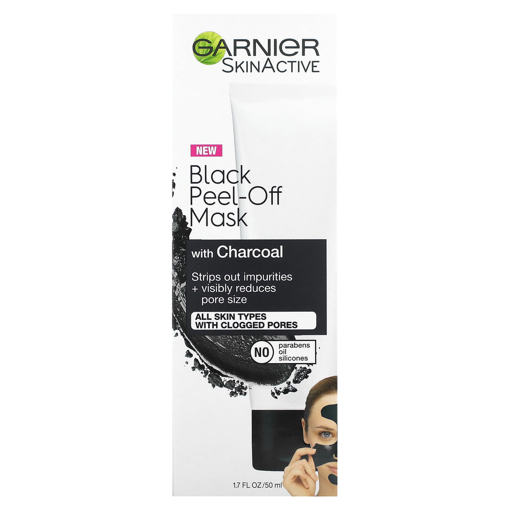 Garnier, SkinActive, черная отшелушивающая косметическая маска с древесным углем, 50 мл (1,7 жидк. унц.)