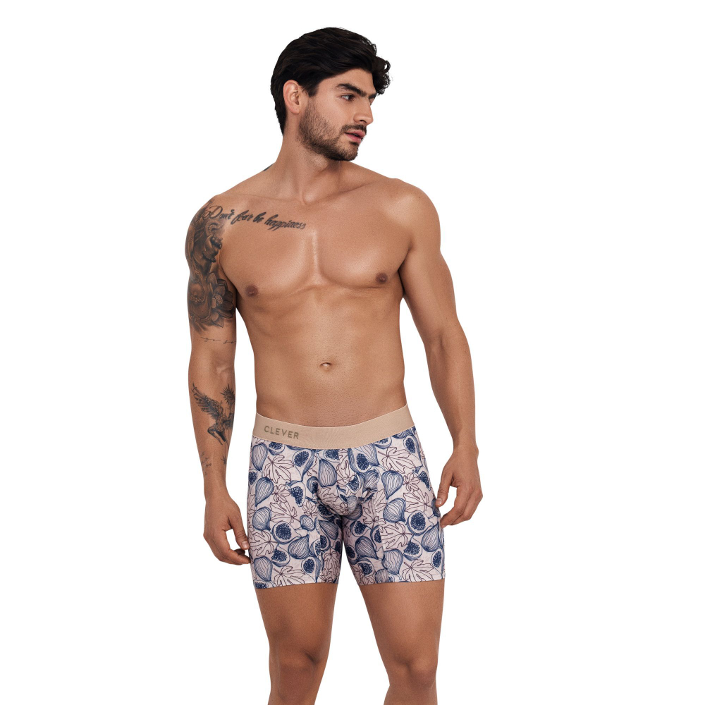 Бежевые трусы-боксеры с принтом в виде инжира Elysium Long Boxer (Размер: M) (Цвет: бежевый)