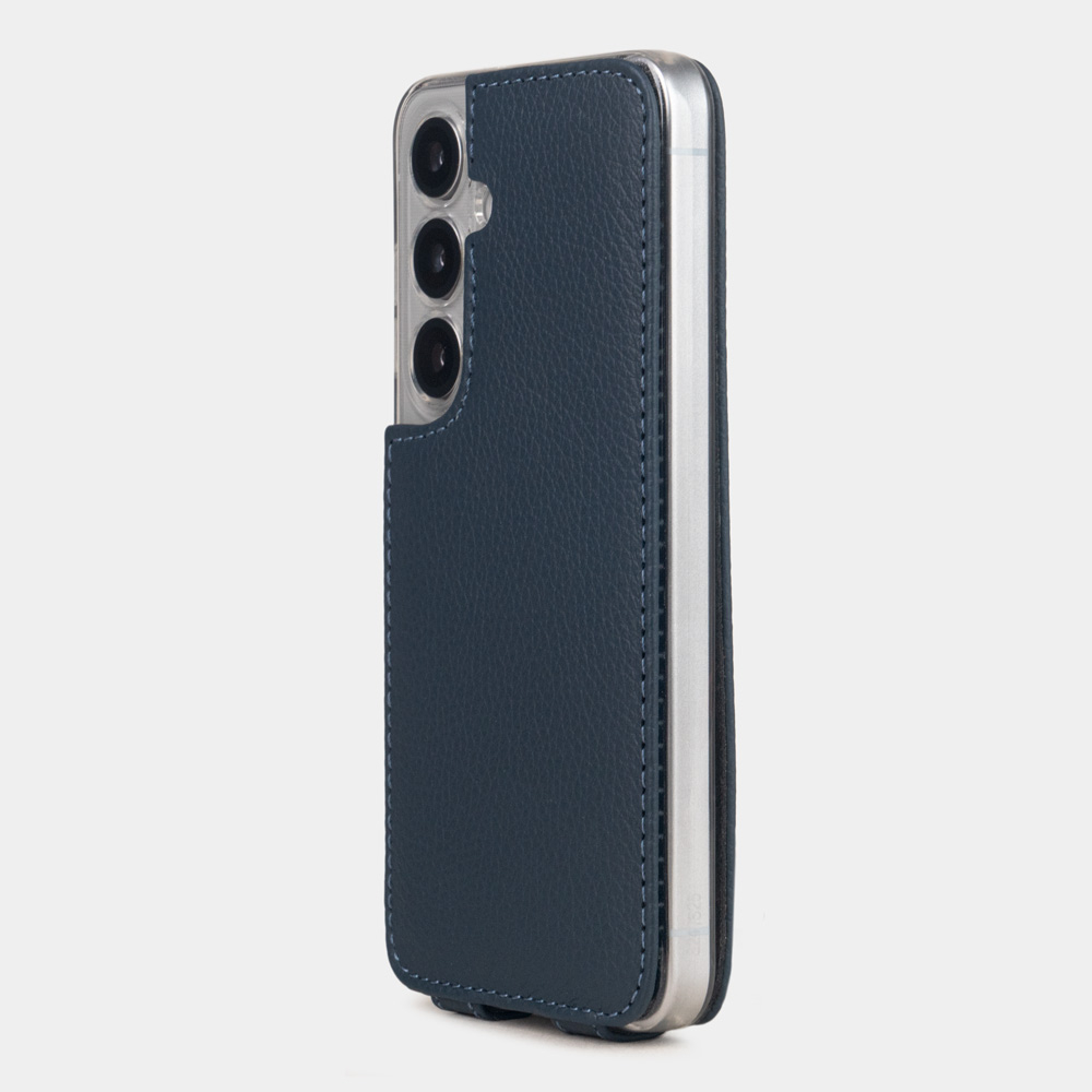 Чехол для Samsung Galaxy S25 Plus из кожи теленка, синего цвета