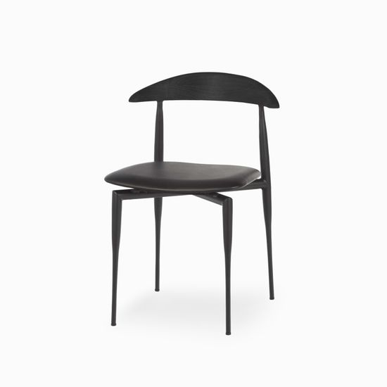 Обеденный стул Wagner черный металлический каркас, черная экокожа, черная деревянная спинка