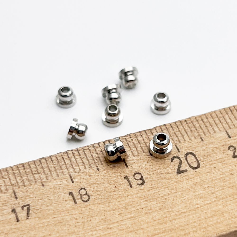 Шапочки для бусин, цвет серебро (родий), размер около 4*3,2 мм, цена за набор 2 шт