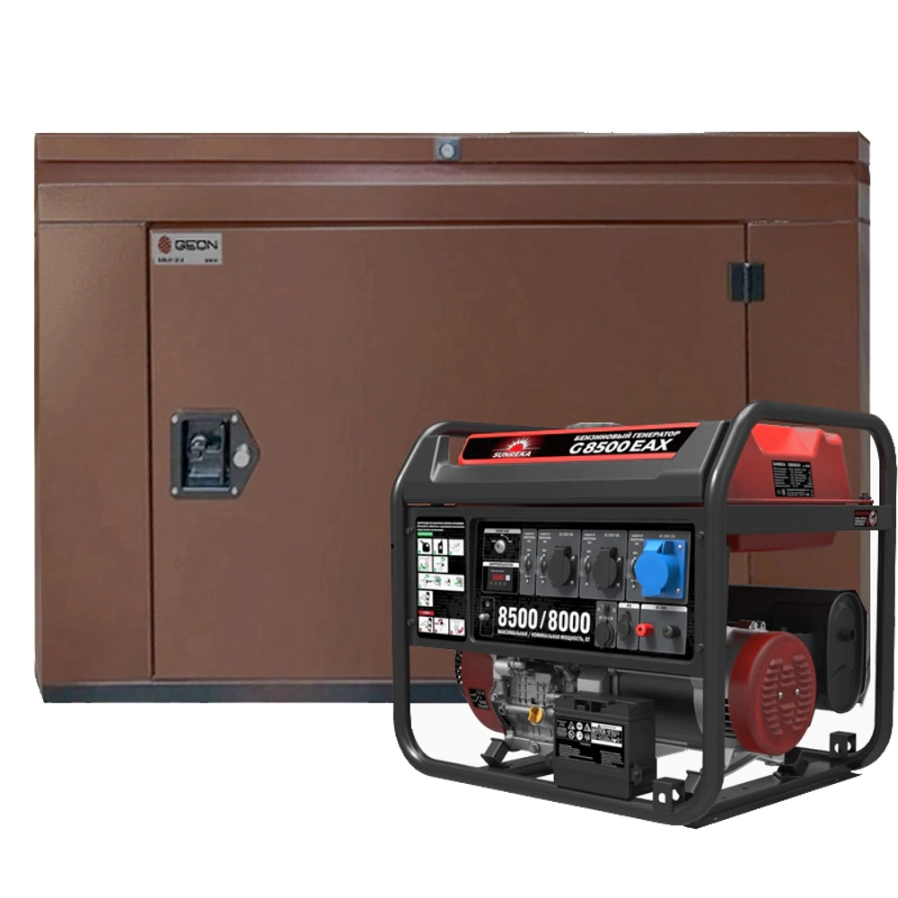 Генератор бензиновый SUNREKA G8500EAX с кожухом Geon 1200 RAL 8017